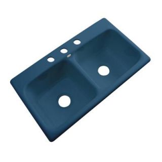 Thermocast Brighton Drop In Acrylic 33 in. 3 Hole Double Bowl Kitchen Sink in Rhapsody Blue 34321