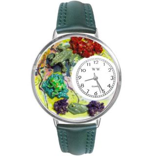 Whimsical Womens Frog Theme Hunter Green Leather Watch