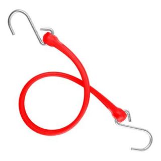 The Perfect Bungee 19 in. EZ Stretch Polyurethane Bungee Strap with Galvanized S Hooks (Overall Length 24 in.) in Red PB24R