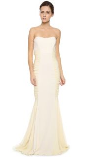 Badgley Mischka Collection Ruched Strapless Gown