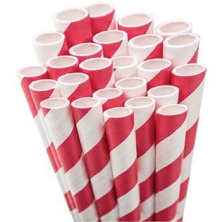 Jumbo Straw Unwrapped 7.75 50/Pkg Red/White Striped   Home   Crafts