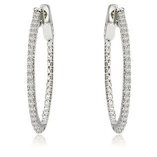 AMCOR  0.50 cttw. Platinum Round Cut Diamond Hoop Earrings (SI2, H I)