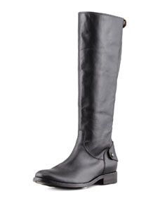 Frye Melissa Leather Back Zip Extended Calf Boot, Black
