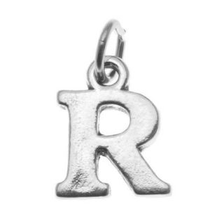 Sterling Silver Alphabet Charm, Initial Letter 'R' 15mm, 1 Piece, Silver