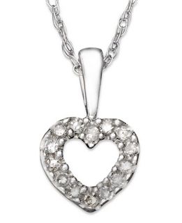 Childrens 14k White Gold Pendant, Diamond Accent Heart   Necklaces