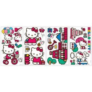10 in. x 18 in. Hello Kitty   The World of Hello Kitty 32 Piece Peel and Stick Wall Decals RMK1678SCS