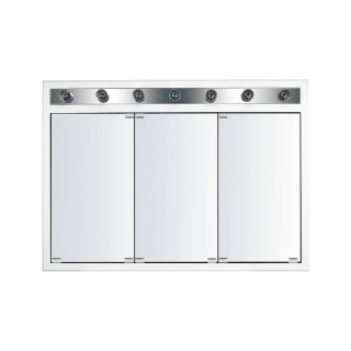 KraftMaid Cottage 47 in x 33 in Square Surface/Recessed Mirrored Wood Medicine Cabinet with Lights
