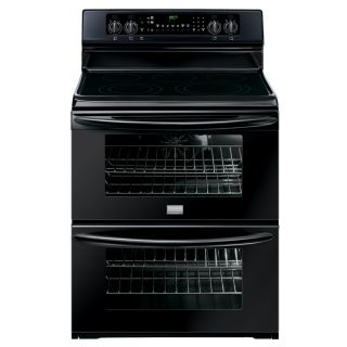 Frigidaire Gallery 30 in Smooth Surface 5 Element 3.5 cu ft/3.5 cu ft Self Cleaning Double Oven Convection Electric Range (Black)