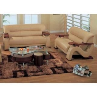 2 Pc Leather Match Living Room Set in Cappuccino