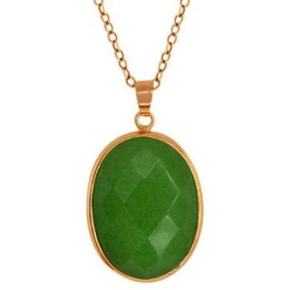 Stunning 1" Jadelite Faceted Light Green Color Oval Pendant with 18" Chain