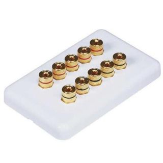 3643 A/V Wallplate, Banana Post, 5Spkr, Wht