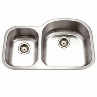 HOUZER Medallion Series Undermount Stainless Steel 32.5 in. Double Bowl Kitchen Sink MC 3210SL 1