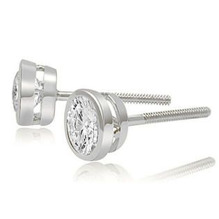 AMCOR  0.50 cttw. Platinum Round Cut Diamond Bezel Stud Earrings (VS2