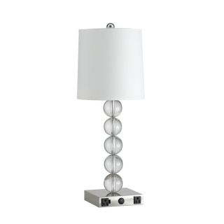 Axis 27 in 3 Way Chrome Indoor Table Lamp with Fabric Shade
