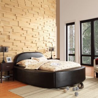 TRIBECCA HOME Dorchester Black Bonded Leather Modern Upholstered Bed