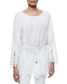 MICHAEL Michael Kors Eyelet Boho Belted Top