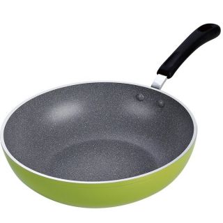 12 inch Green Non stick Induction Compatible Stir Fry Wok Pan