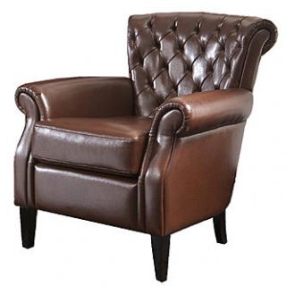 Franklin Brown Tufted Leather Club Chair   Home   Furniture   Living