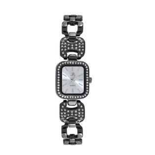 Jaclyn Smith Ladies Dark Silver Plated Square with Stone Accents