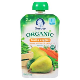 Gerber Organic 2nd Foods Pouch   Pears, Carrots, & Peas 3.5 oz