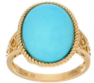 Sleeping Beauty Turquoise Textured Bold Ring, 14K Gold —