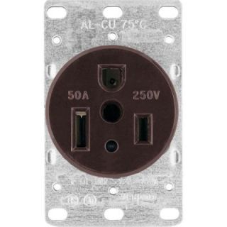 Cooper Wiring Devices 50 Amp Heavy Duty Grade Flush Mount Power Receptacle with 4 Wire Grounding   Black 1254 BOX