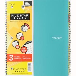 Mead Five Star 3 Subject Notebook, Wide Ruled, 150 Sheets   Office