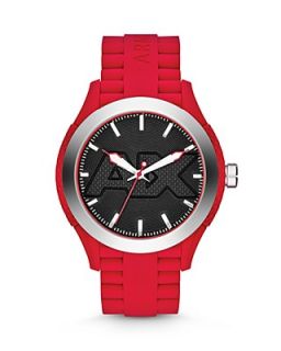 Armani Exchange Red Silicone Watch, 47mm