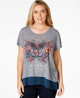 Style & Co. Plus Size Contrast Hem Graphic T Shirt, Only at