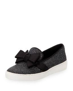 Michael Kors Collection Val Glitter Bow Sneaker, Black