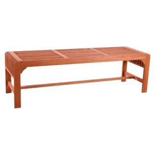 Vifah Backless Outdoor Wood 3 Seater Bench   Brown