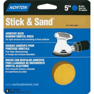 Norton 5 Pack 80 Grit 5.8 in W x 6.2 in L Disc Sandpaper