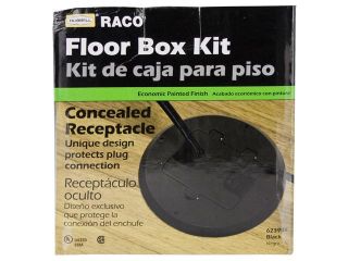 Hubbell Raco 6239BK Black Concealed Receptacle Floor Box Kit