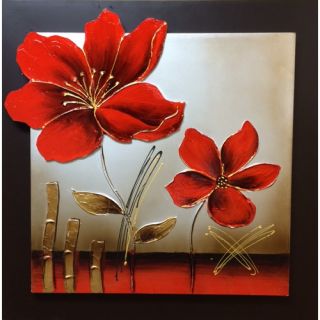 3D Effect Enamel Flower Original Painting on Wrapped Canvas