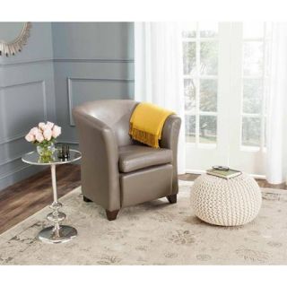 Safavieh Lorraine Bicast Leather Upholstered Birchwood Tub Chair, Multiple Colors