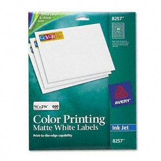 Avery Ink Jet Labels, 3/4 x 2 1/4, Matte White, 600/Pack   Office