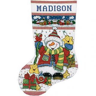 Snowman Fun Stocking Counted Cross Stitch Kit 17 Long 14 Count   Home
