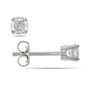 Amour 1/3 CT Solitaire Earrings Set in 14K White Gold (J K I2 I3