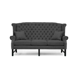 Baxton  Sussex Dark Gray Linen Sofa Set