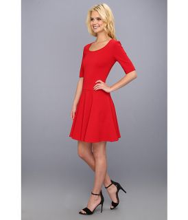 Eliza J 3 4 Sleeve Fit Flare Skater Dress Red