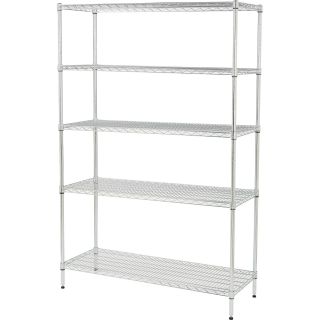 Strongway Heavy-Duty Wire Shelving System — 5 Shelves, 800-Lb. Capacity Per Shelf, 48in.W x 18in.D x 72in.H  Mobile Wire Shelving   Carts