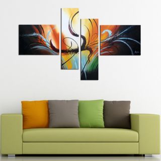 Abstract 412 4 piece Gallery wrapped Hand Painted Canvas Art Set