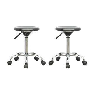 Sonax Set of 2 Glossy Black/Chrome 23 in Adjustable Stools