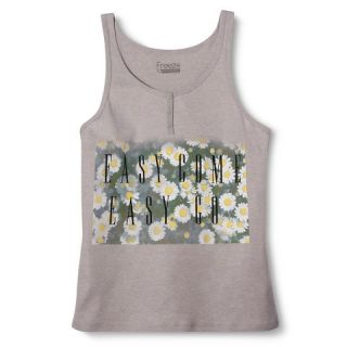 FRZ Womens Easy Come Graphic Henley Tank Heather Gray (Juniors
