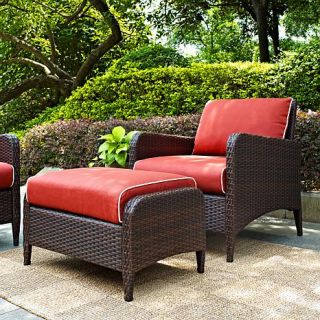 Crosley Kiawah 2 piece Outdoor Wicker Seating Set with Sangria Cushions   7743797