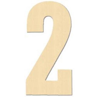 Baltic Birch University Font Letters & Numbers 5" Number 2