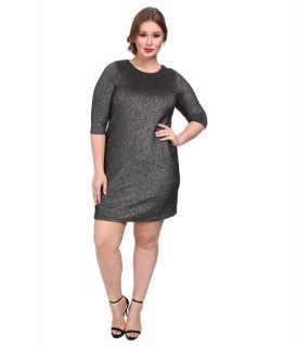 Karen Kane Plus Plus Size Metallic Knit Dress Black Silver