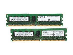 Crucial 2GB (2 x 1GB) 240 Pin DDR2 SDRAM ECC Unbuffered DDR2 667 (PC2 5300) Dual Channel Kit Server Memory Model CT2KIT12872AA667