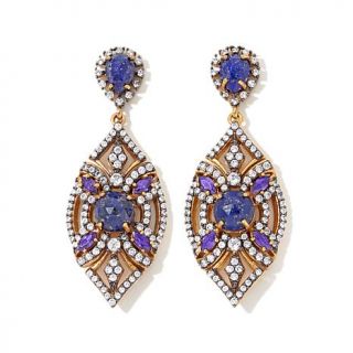 Facets by Robindira Unsworth Openwork Gemstone and CZ 2 Tone Earrings   7606466