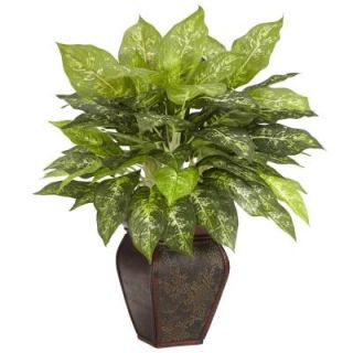 Nearly Natural 23 in. H Green Dieffenbachia with Decorative Vase Silk Plant 6676
